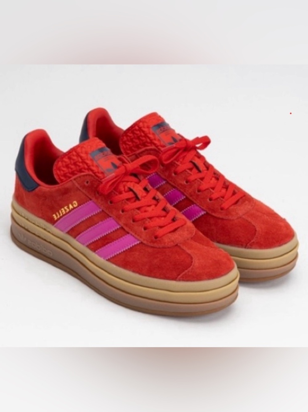 Adidas Gazelle Bold Platform Sneakers Red Fuchsia Pink Women’s Size 7 Like New